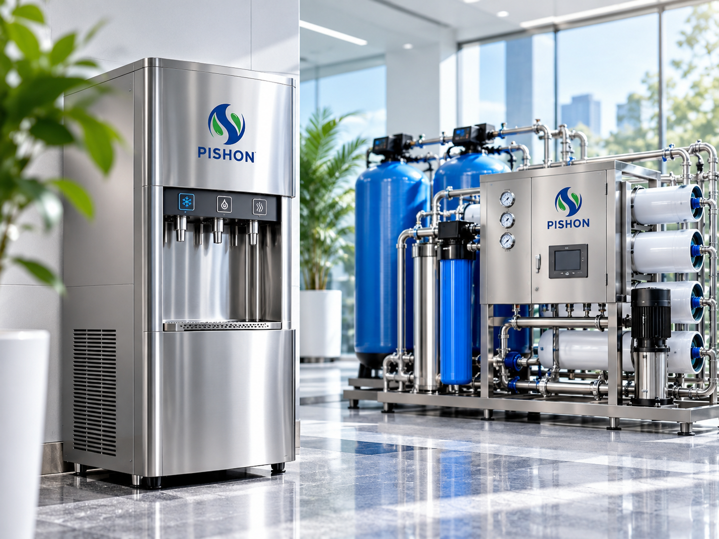 Pishon water dispenser with an industrial RO purification system