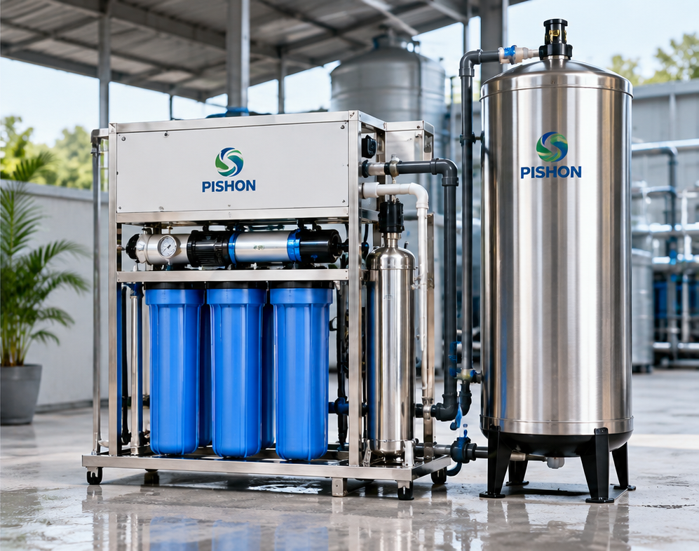 Pishon industrial RO water purification plant with filter housings